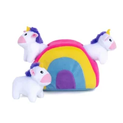 Zippy Paws Burrow Unicorn and Rainbow Interactive Squeak and Plush Dog Toy