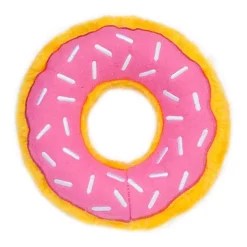 Zippy Paws Donutz Pink Strawberry Glazed with Sprinkles Squeak and Plush Dog Toy - Medium