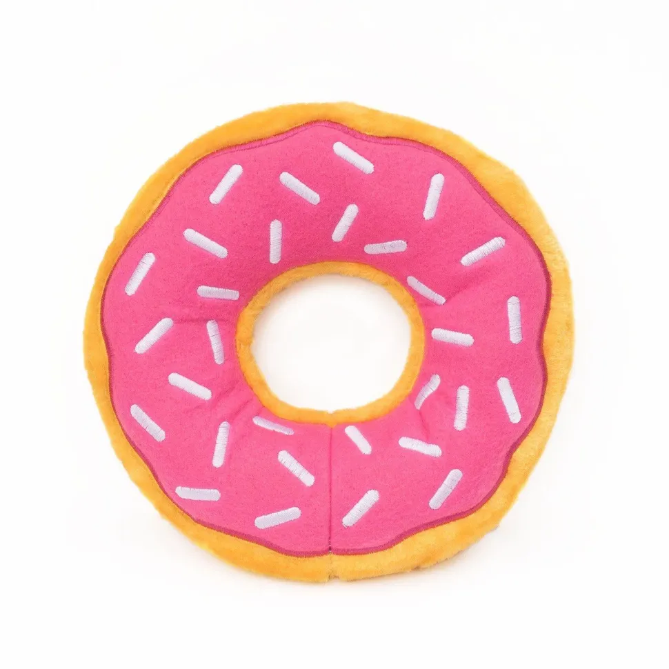 Zippy Paws Donutz Pink Strawberry Glazed with Sprinkles Squeak and Plush Dog Toy - Jumbo - Extra Large