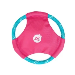 Zippy Paws Rope Gliderz Frisbee Fetch Nylon and Rope Dog Toy - Magenta - Medium