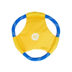 Zippy Paws Rope Gliderz Frisbee Fetch Nylon and Rope Dog Toy - Yellow - Medium