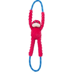 Zippy Paws RopeTugz Monkey Rope and Squeaky Plush Dog Toy - Red - Large