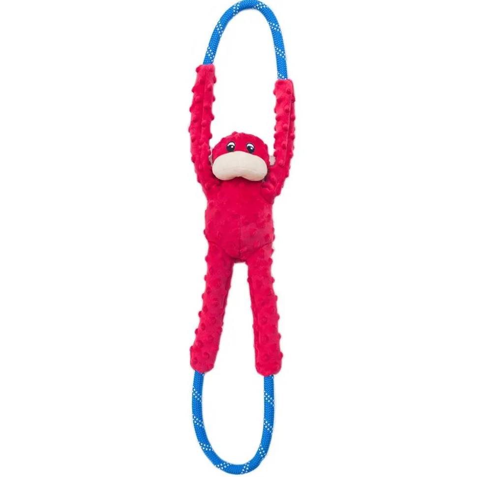 Zippy Paws RopeTugz Monkey Rope and Squeaky Plush Dog Toy - Red - Large