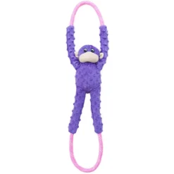 Zippy Paws RopeTugz Monkey Rope and Squeaky Plush Dog Toy - Purple - Large