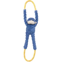 Zippy Paws RopeTugz Monkey Rope and Squeaky Plush Dog Toy - Blue - Large