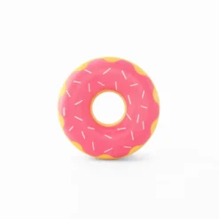 Zippy Paws ZippyTuff Donutz Strawberry Sprinkles Squeak and Chew TPR Rubber Dog Toy - Pink - Small