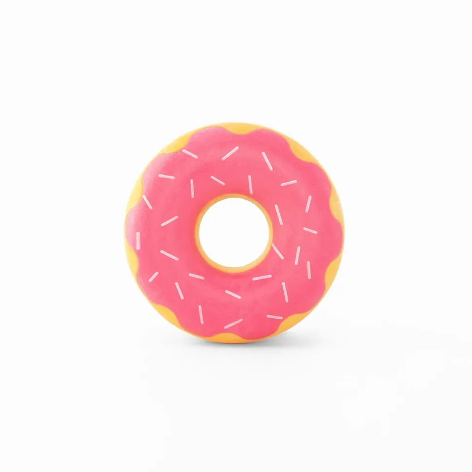 Zippy Paws ZippyTuff Donutz Strawberry Sprinkles Squeak and Chew TPR Rubber Dog Toy - Pink - Small
