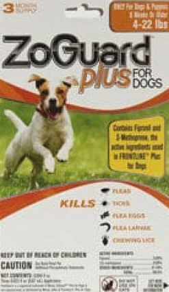 Zoguard Plus Spot-On Flea and Tick for Dogs - 4 - 22 Lbs - 3 Pack