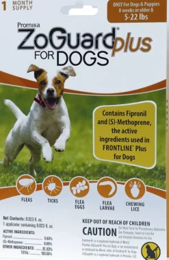 Zoguard Plus Spot-On Singles Flea and Tick for Dogs - 4 - 22 Lbs - 1 Pack