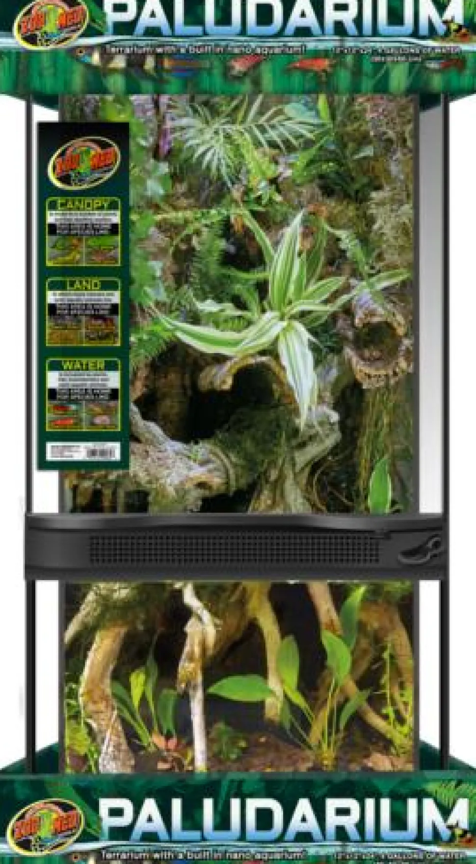Zoo Med Laboratories Aquarium Terrarium or Paludarium Habitat Tank - 4 Gallons - L:12" X W:12" X H:24" Inches