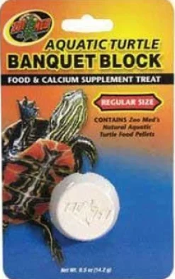 Zoo Med Laboratories Aquatic Turtle Banquet Block Food & Calcium Supplement Treats Regular