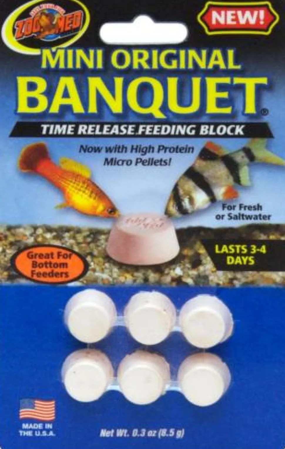 Zoo Med Laboratories Banquet Block Time-Release Saltwater or Freshwater Fish Food - Mini