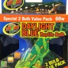 Zoo Med Laboratories Daylight Blue™ 60 Watt Reptile Bulb Blue Color - 2 Pack