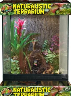 Zoo Med Laboratories Naturalistic Terrarium Tank with Door and Screen Cover - Medium - L:12" X W:12" XH:18" Inches