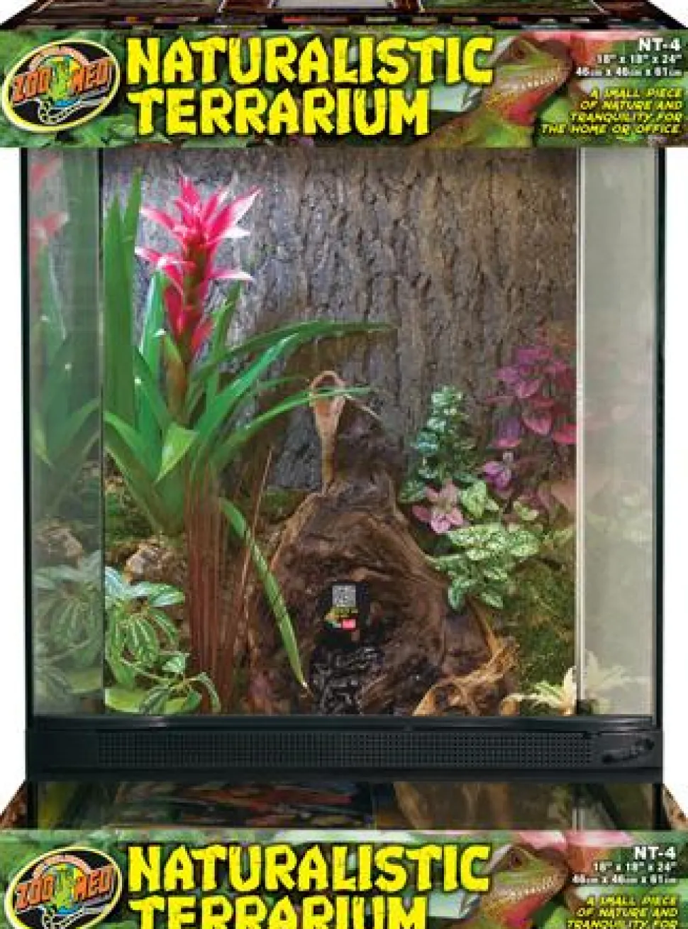 Zoo Med Laboratories Naturalistic Terrarium Tank with Door and Screen Cover - Medium - L:12" X W:12" XH:18" Inches