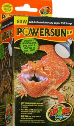 Zoo Med Laboratories PowerSun Self Ballasted UV Mercury Vapor Heating Lamp Bulb - 80 Watt