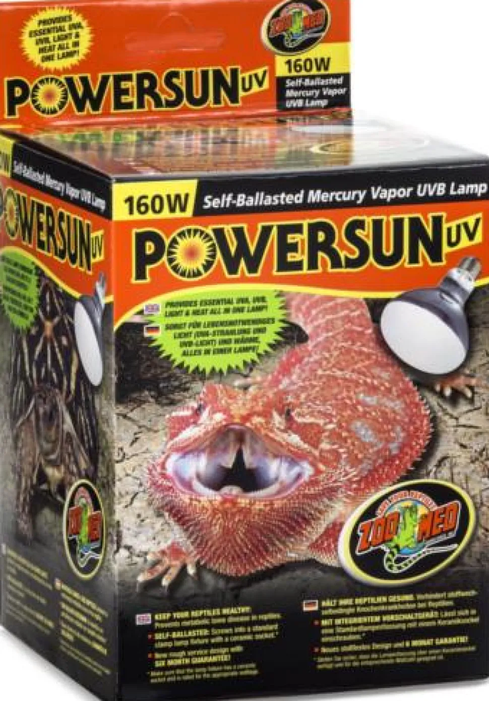 Zoo Med Laboratories PowerSun Self Ballasted UV Mercury Vapor Heating Lamp Bulb -160 Watt