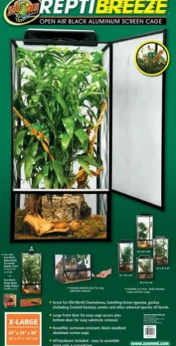 Zoo Med Laboratories ReptiBreeze Aluminum Screen Terrarium Cage - Extra Large - L:24" X W:24" X H:48" Inches