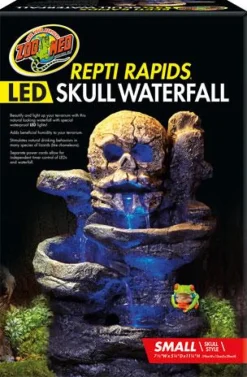 Zoo Med Laboratories ReptiRapid LED Skull Waterfall Kit Reptile Terrarium Décor - Small