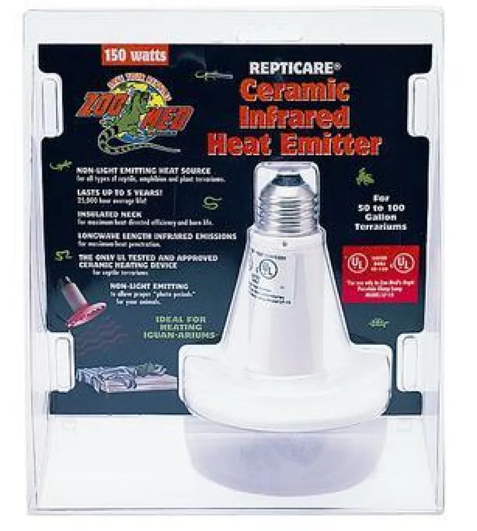 Zoo Med Laboratories ReptiCare Ceramic Infrared Reptile Heat Emitter for 50-100 Gallon Terrarium - 150 Watt