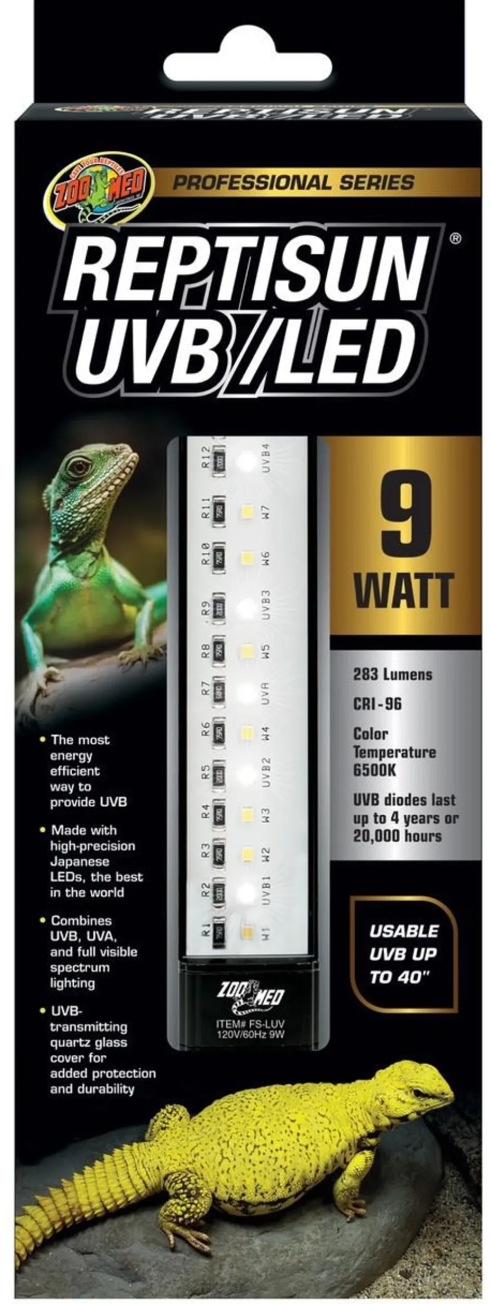 Zoo Med Laboratories ReptiSun Professional Series 6500K UVB and LED Bulb - 9 Watt