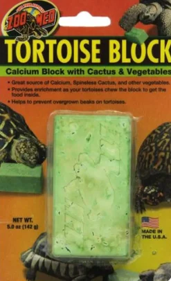 Zoo Med Laboratories Tortoise Banquet Block with Calcium Vegetables and Cactus Slow Feeding Food