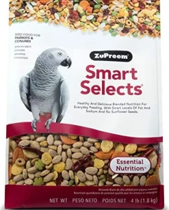 Zupreem Smart Selects Parrots & Conure Food Parrot Bird Food - 4 Lbs